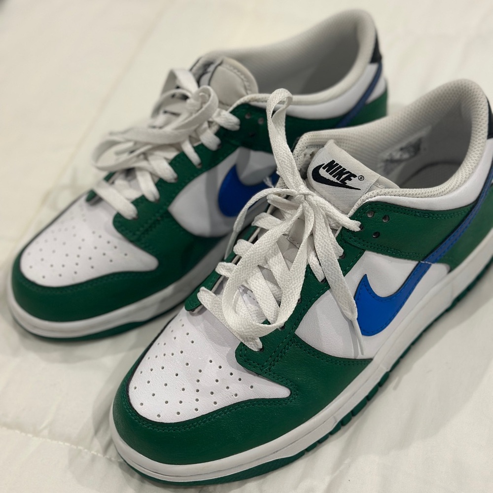 Nike Dunk Low – White/Green/Blue – Youth Size 6.5 (Fits Women’s 8)